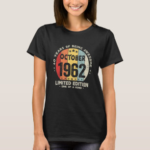Camiseta 60 anos de idade outubro de 1962 60º aniversário