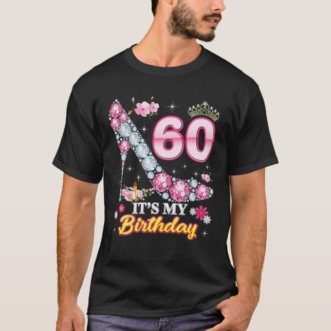 Camiseta 60 anos É o meu 60º aniversário, Diamante Rosa Sh (Frente)