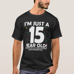 Camiseta 60 Anos Idade Aniversário Leap Ano 15 Pai Mãe 60º 