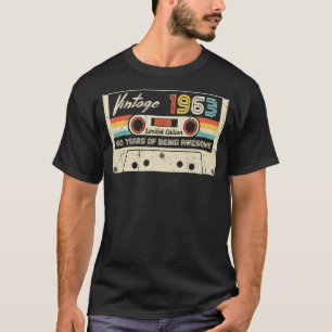 Camiseta 60 anos Vintage 1963 60ª Cassete de Aniversário