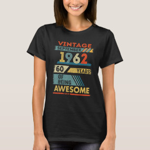 Camiseta 60 anos Vintage de 60 anos, setembro de 1962
