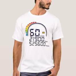 Camiseta 60 ans years compteur anniversaire days hours vite