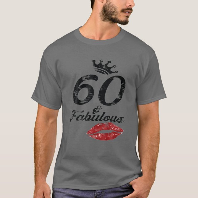 Camiseta 60 Cerveja Bebendo Fabulosa De Tripulação Oferece  (Frente)