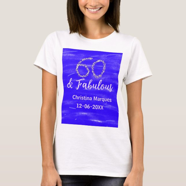 Camiseta 60 e fabuloso aniversário data de adição de prata  (Frente)