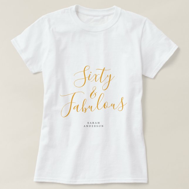 Camiseta 60 Fabuloso Nome Personalizado Amarelo 60º Present (Frente do Design)