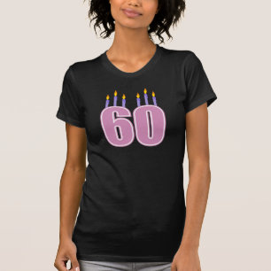 Camiseta 60 velas do aniversário (rosa/roxo)