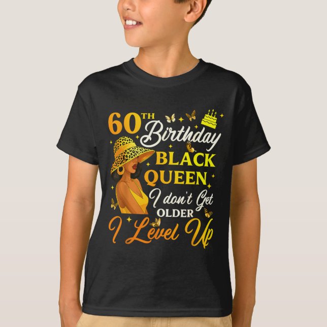 Camiseta 60th Birthday Black Queen Level Up Emwering For Wo (Frente)