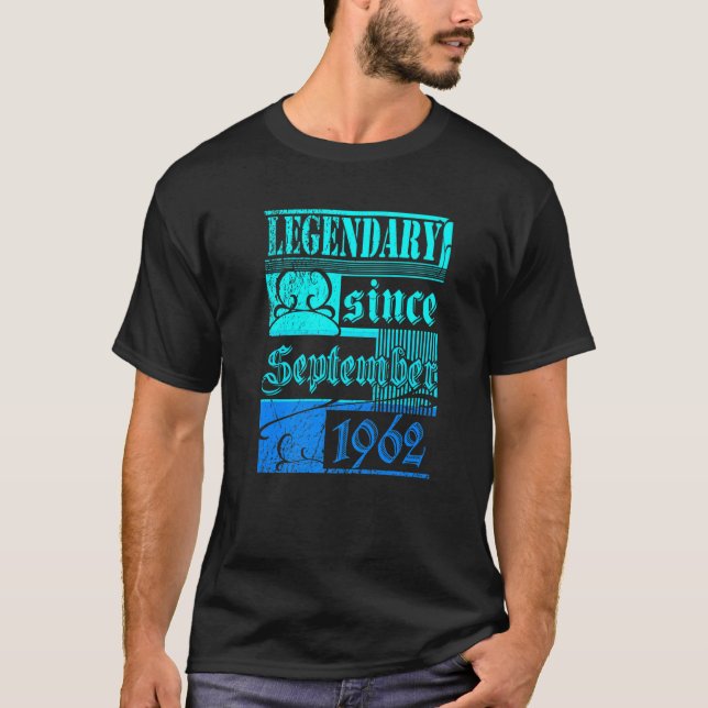 Camiseta 60th Birthday Legendary Since September 1962 Vinta (Frente)