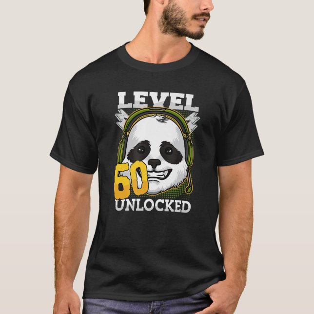 Camiseta 60Th Birthday Panda Bear Level 60 Unlocked Funny G (Frente)