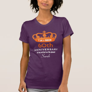 Camiseta 60th Rainha V08C ENGRAÇADO do aniversário do