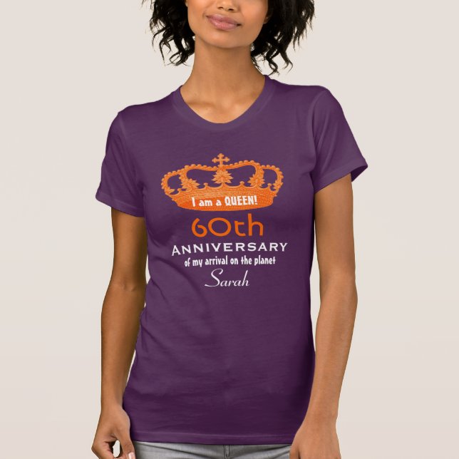 Camiseta 60th Rainha V08C ENGRAÇADO do aniversário do (Frente)