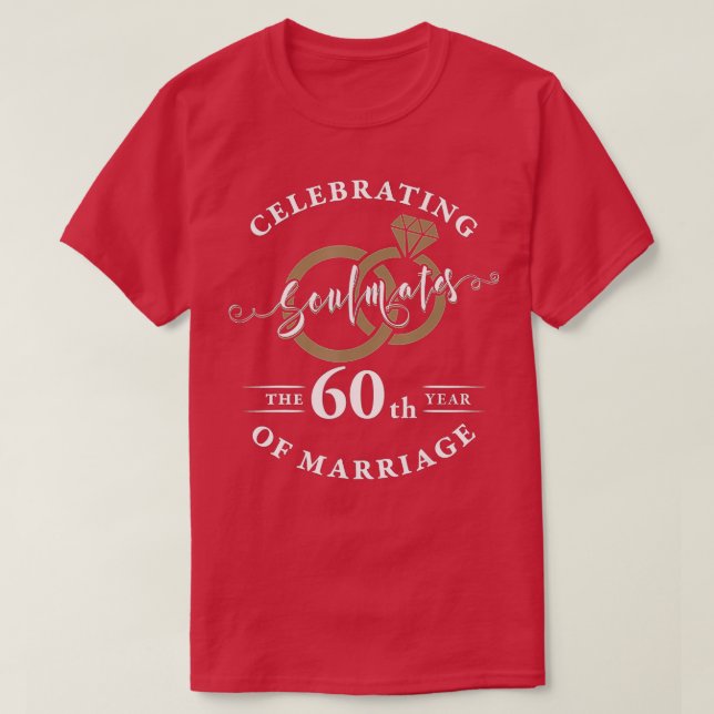 Camiseta 60th Wedding Anniversary - 60 years of Marriage  (Frente do Design)