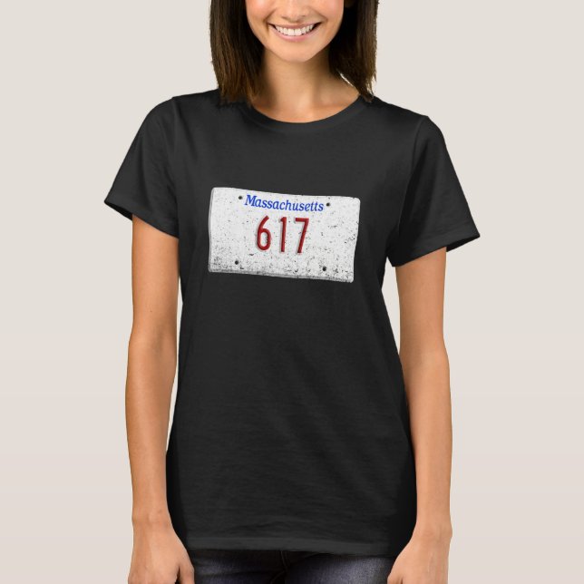 Camiseta 617 Código de Área Boston Cambridge Massachusetts  (Frente)