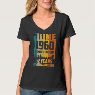 Camiseta 62º Aniversário 62 Anos Incrível Desde Junho De 19