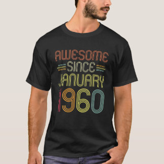 Camiseta 62º Aniversário Gift Incrível Desde Janeiro De 196