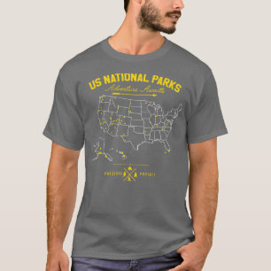 Camiseta 62 National Parks Map Oferece ao US Park Vintage C
