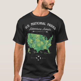 Camiseta 62 National Parks Map Oferece-Nos Parque Vintage C