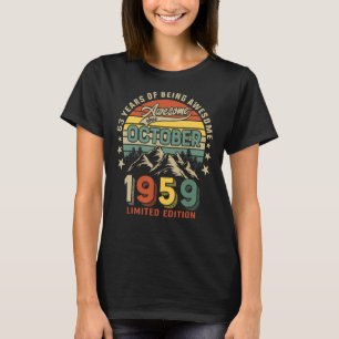 Camiseta 63º aniversário 63 anos incrível desde outubro de
