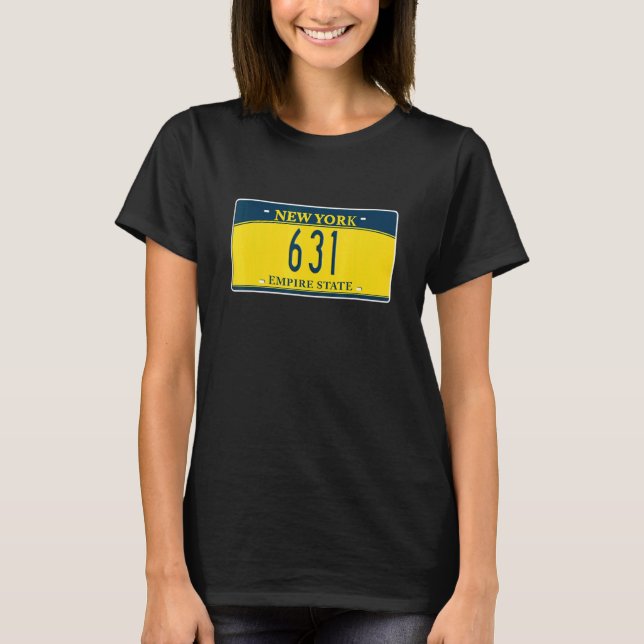 Camiseta 631 Código de Área Long Island NY Nova York Placa  (Frente)