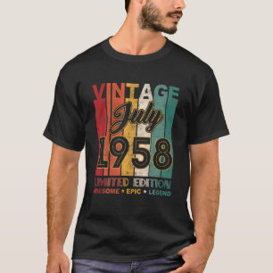 Camiseta 63 Aniversário Vintage julho de 1958 Legenda Epic