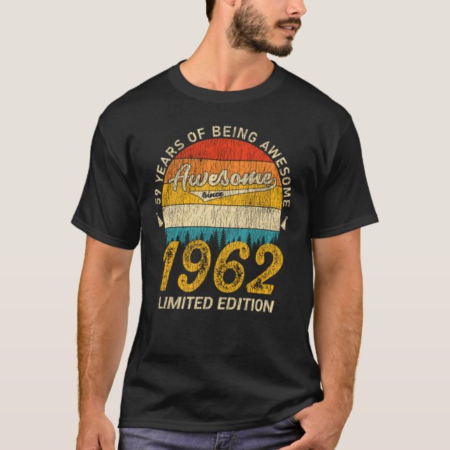 Camiseta 63 anos 1962 Retro Incrível 63º presente de aniver (Frente)