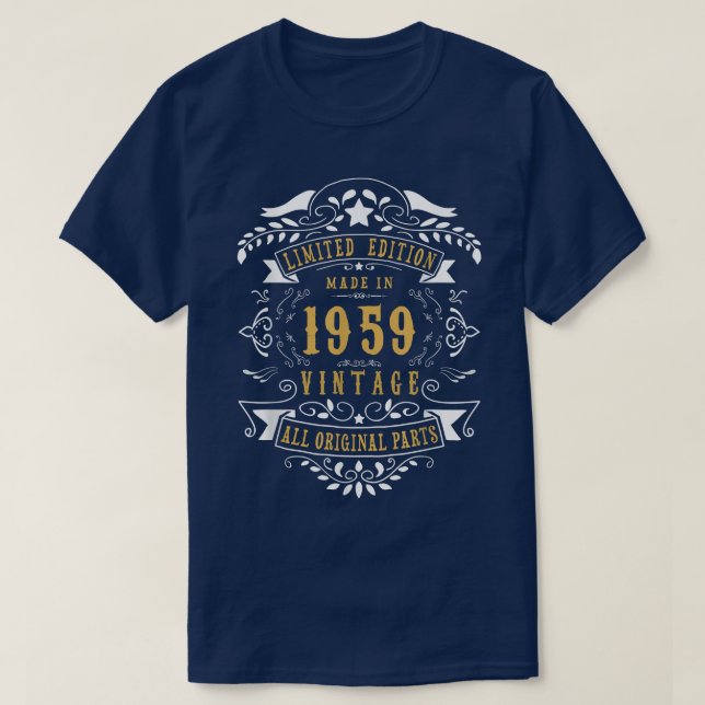 Camiseta 63 anos 63 anos de idade fez Nascer em 1959 homens (Frente do Design)