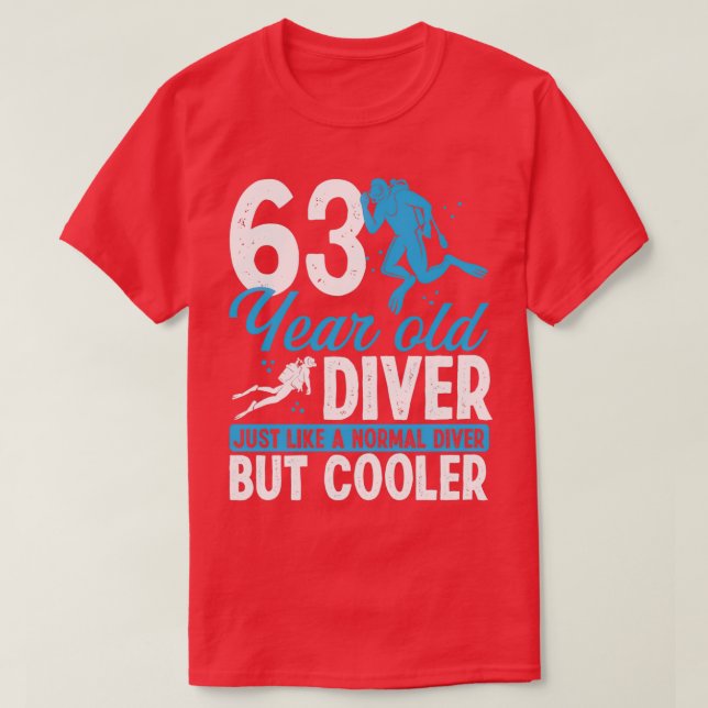 Camiseta 63 Anos Mergulhando Mergulhador Snorkel 63 Anivers (Frente do Design)
