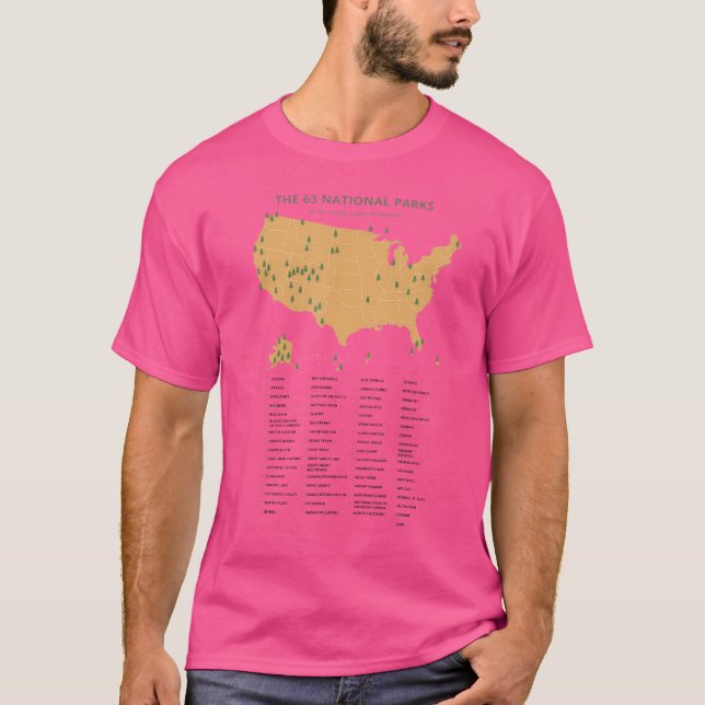 Camiseta 63 National Parks Map Us Park Camping Hiking (Frente)
