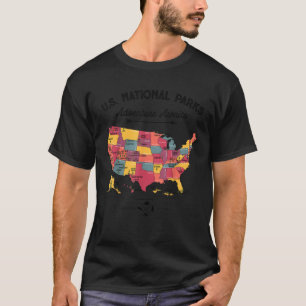 Camiseta 63 National Parks Map US Park Retro Vintage Campin