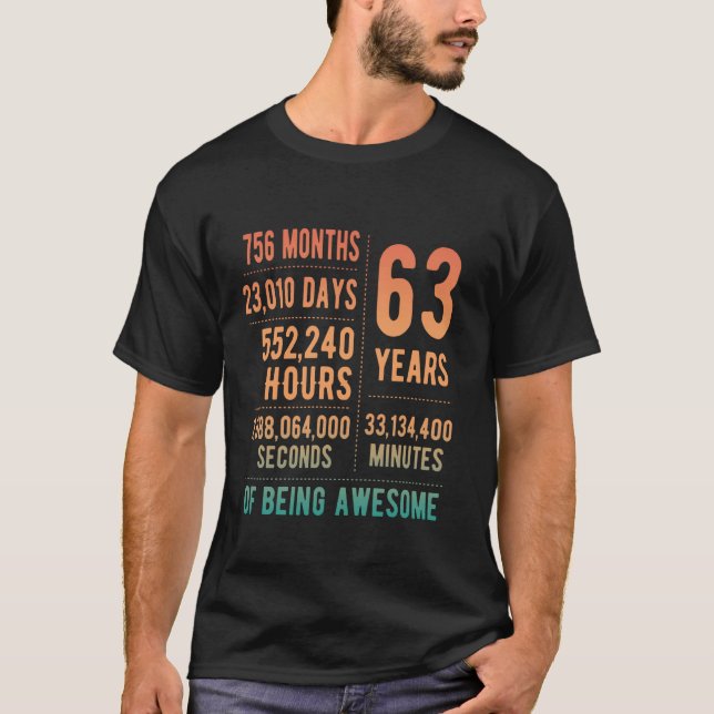 Camiseta 63rd Birthday Men Women Funny 63 Years Old (Frente)