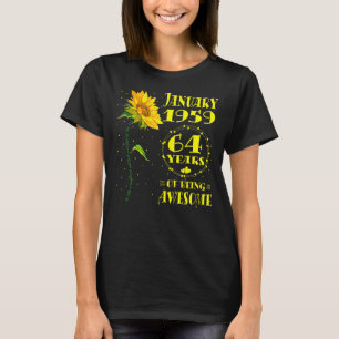 Camiseta 64. º aniversário 64 anos Nascer de girassol Janei