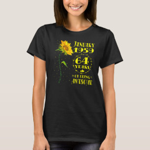 Camiseta 64. º aniversário 64 anos Nascer de girassol Janei