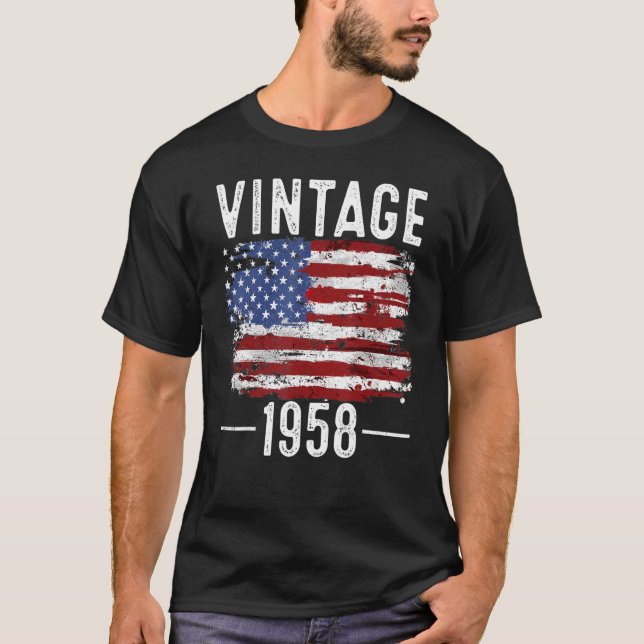 Camiseta 64.º Aniversário dos Estados Unidos Bandeira Vinta (Frente)