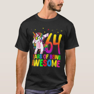 Camiseta 64 Anos De Aniversário Unicórnio Dabbing 64º An