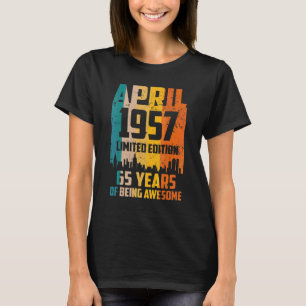Camiseta 65.º aniversário 65 anos incríveis desde abril de