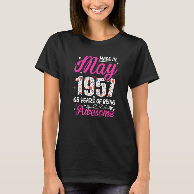 Camiseta 65.º aniversário incrível desde maio de 1957 (Frente)
