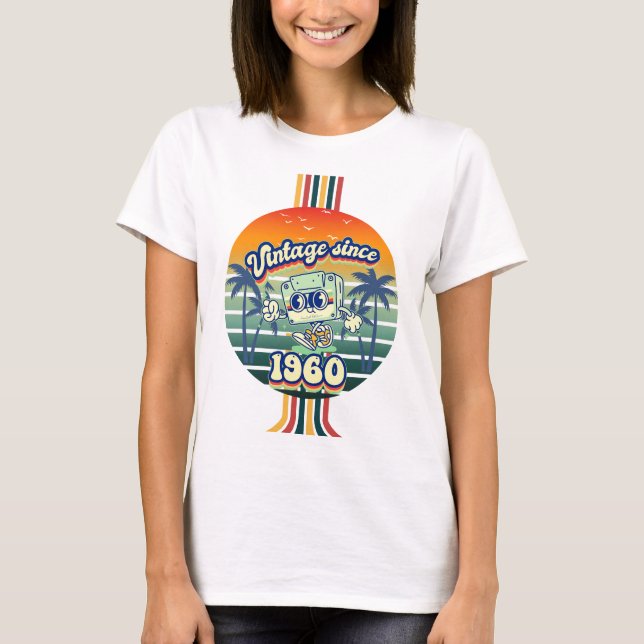 Camiseta 65 anos Vintage 1960 Cassette Tape Retro (Frente)