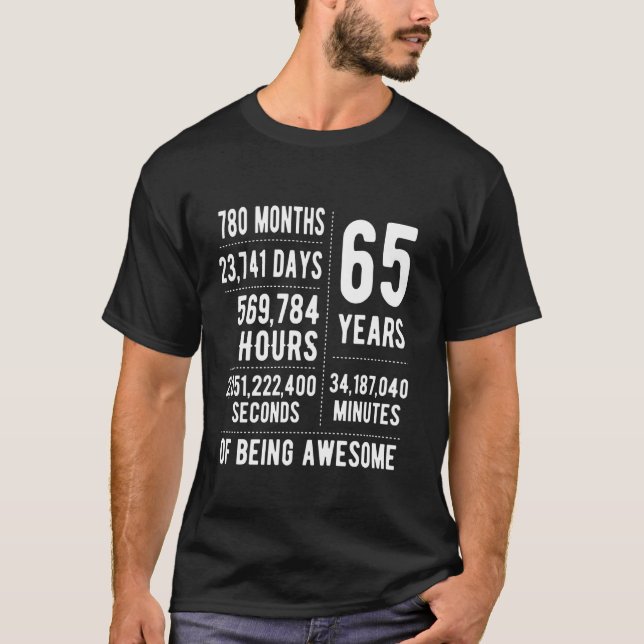 Camiseta 65th Birthday Men Women Funny 65 Years Old (Frente)