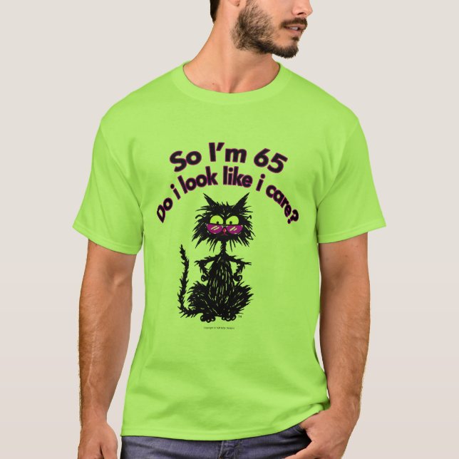 Camiseta 65th Presentes do gato do aniversário (Frente)