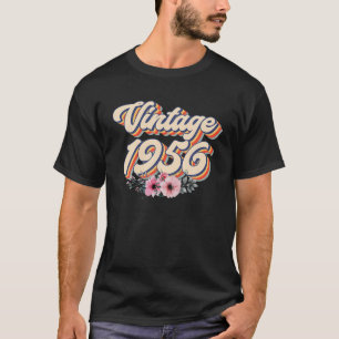Camiseta 66. º Aniversário Mulheres Vintage 1956 Floral 66
