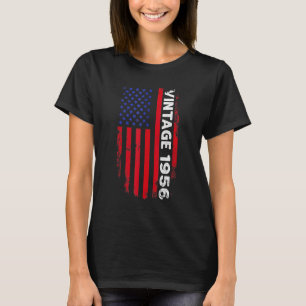 Camiseta 66 anos Vintage 1956 American Flag 66th Birth