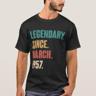 Camiseta 66 anos Vintage 1957 Aniversário 66 de março Deco