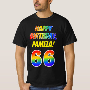 Camiseta 66.o aniversário — Negrito, Divertido, Arco-Ír