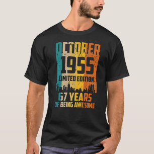 Camiseta 67.º aniversário 67 anos incrível desde outubro de