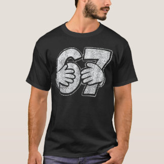 Camiseta 67 6 7 Mãos Estilo Quadrinhos família