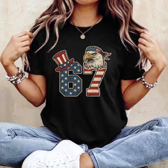Camiseta 67 American Flag Eagle 4th of July Patriotic (Criador carregado)