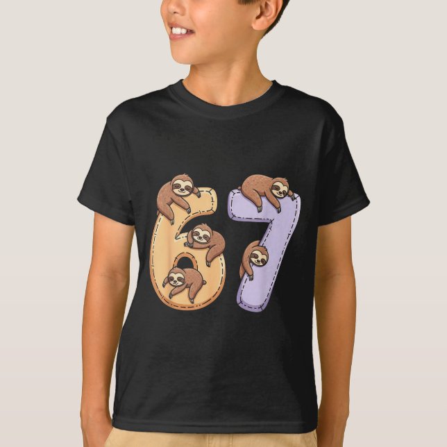 Camiseta 67 Animals Funny 67 Brainrot Youth Kids Sloth 67  (Frente)