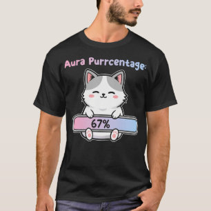 Camiseta 67 Aura de Gato Divertida Energia em Seis Sete Mem