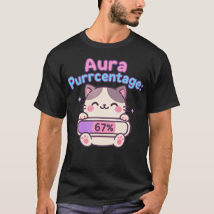 Camiseta 67 Aura de Gato Engraçado Energia Em Seis Sete Mem