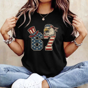 Camiseta 67 Bandeira Americana Águia 4 de Julho Patriota